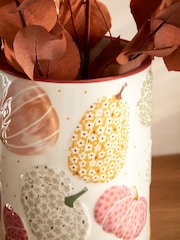 Orange Pumpkin Print Ceramic Cylinder Vase - Image 2 of 4