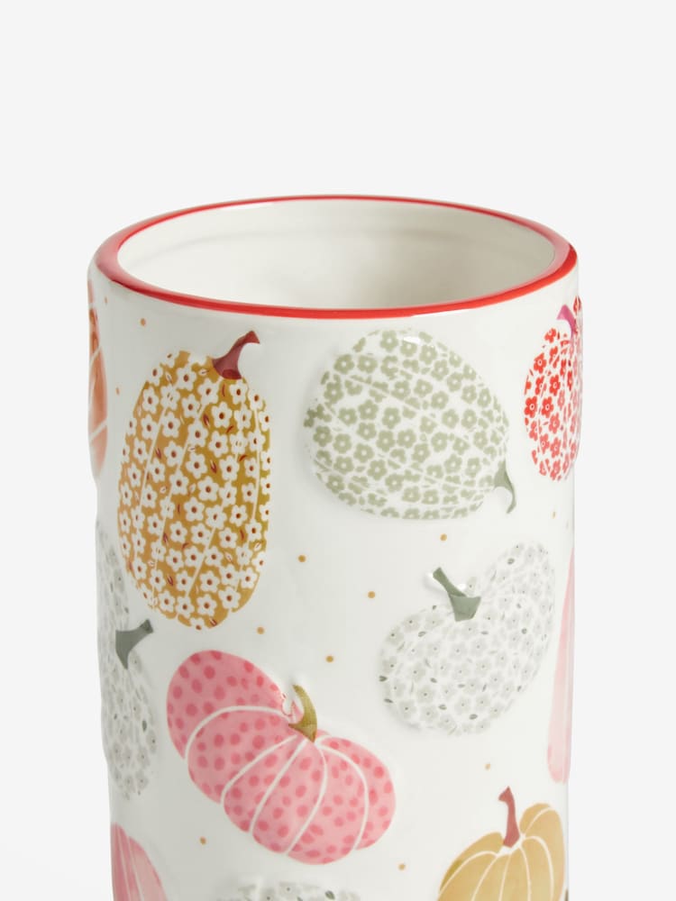 Orange Pumpkin Print Ceramic Cylinder Vase - Image 4 of 4