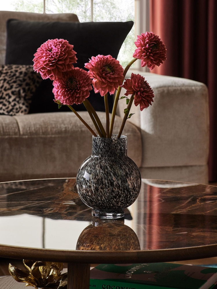 Black Mottled Glass Vase - Image 1 of 4 Black Mottled Glass Vase - Image 1 of 4