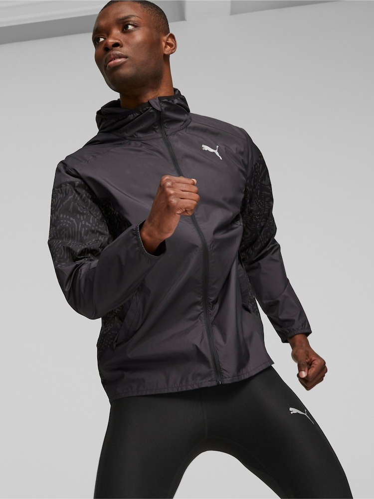 Puma Black RUN Mens Lightweight Running Jacket - Image 1 of 7 Puma Black RUN Mens Lightweight Running Jacket - Image 1 of 7