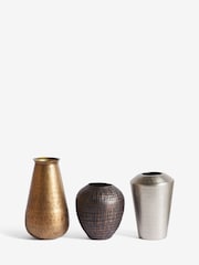 Set of 3 Bronze Textured Metal Vases - Image 2 of 3