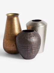 Set of 3 Bronze Textured Metal Vases - Image 3 of 3