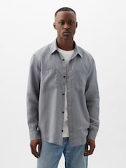 Gap Grey Linen Blend Long Sleeve Shirt - Image 1 of 4
