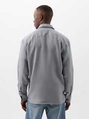 Gap Grey Linen Blend Long Sleeve Shirt - Image 2 of 4