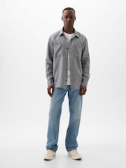 Gap Grey Linen Blend Long Sleeve Shirt - Image 3 of 4