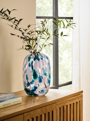Teal Blue Confetti Glass Vase - Image 1 of 5
