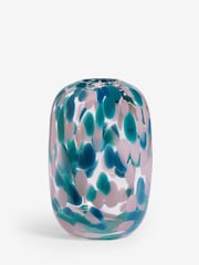 Teal Blue Confetti Glass Vase - Image 4 of 5