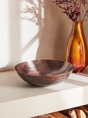 Bronze Large Hammered Metal Decorative Bowl - Image 1 of 3