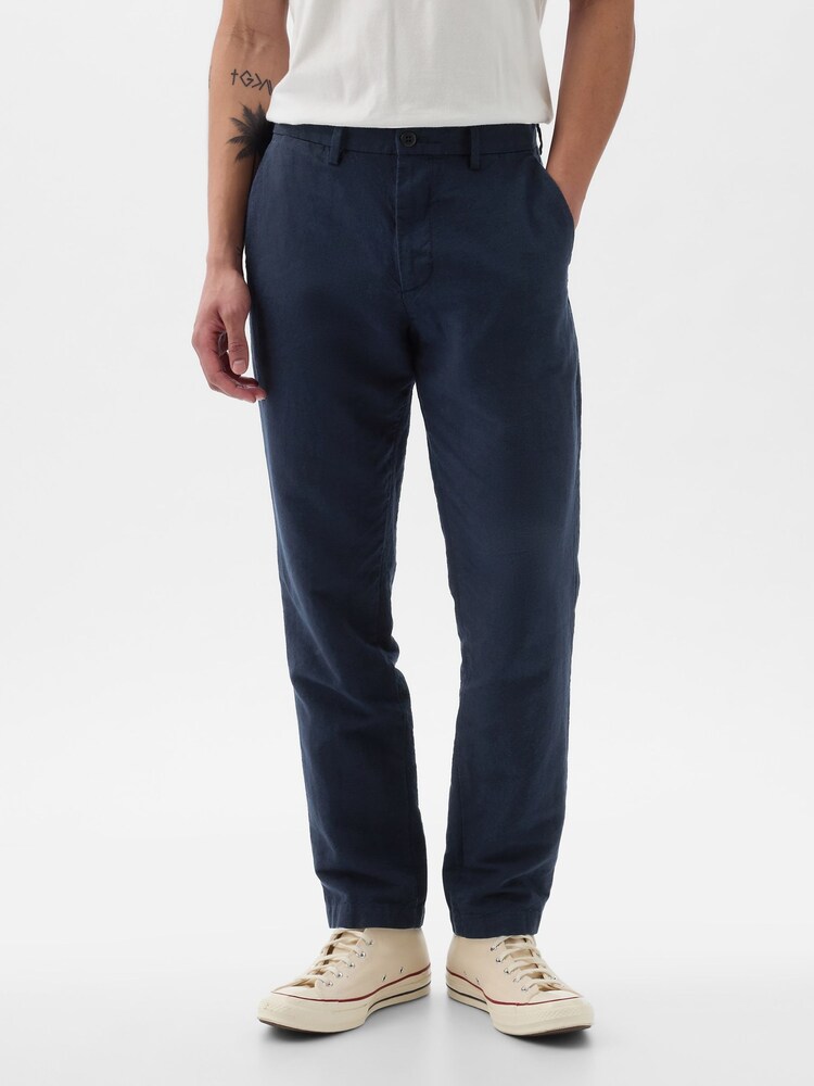 Gap Blue Linen Blend Slim Fit Trousers - Image 2 of 5