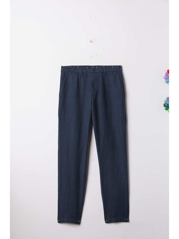 Gap Blue Linen Blend Slim Fit Trousers - Image 5 of 5