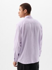 Gap Purple Linen Blend Long Sleeve Shirt - Image 2 of 4