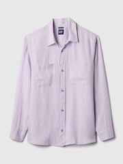 Gap Purple Linen Blend Long Sleeve Shirt - Image 4 of 4