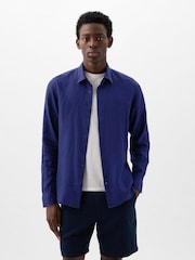 Gap Blue 100% Linen Long Sleeve Shirt - Image 4 of 7