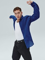 Gap Blue 100% Linen Long Sleeve Shirt - Image 5 of 7