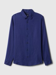 Gap Blue 100% Linen Long Sleeve Shirt - Image 6 of 7