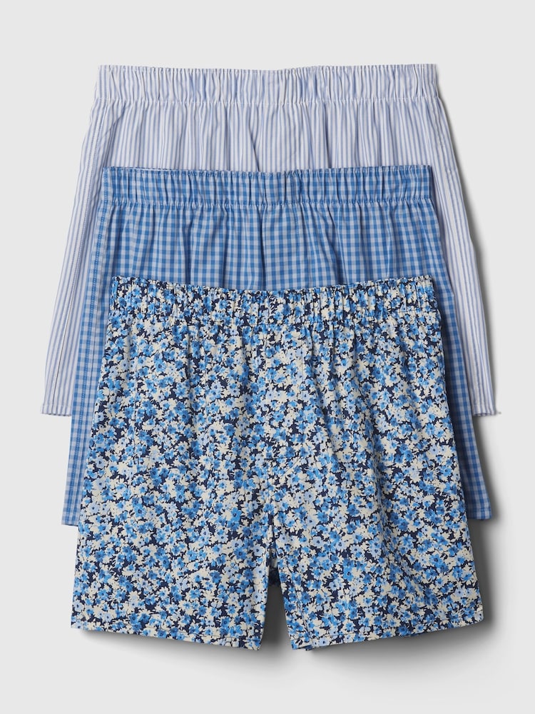 Gap Blue Cotton Print Boxers 3 Pack - Image 1 of 1