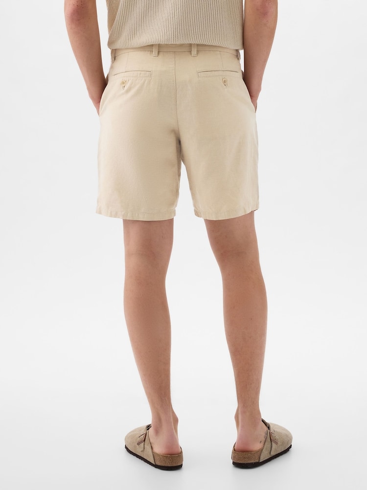Gap Cream Linen Cotton Flat Front Shorts - Image 2 of 4 Gap Cream Linen Cotton Flat Front Shorts - Image 2 of 4