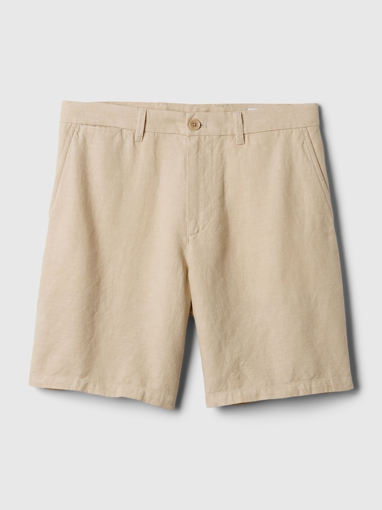 Gap Cream Linen Cotton Flat Front Shorts - Image 4 of 4 Gap Cream Linen Cotton Flat Front Shorts - Image 4 of 4
