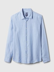 Gap Light Blue 100% Linen Long Sleeve Shirt - Image 4 of 5