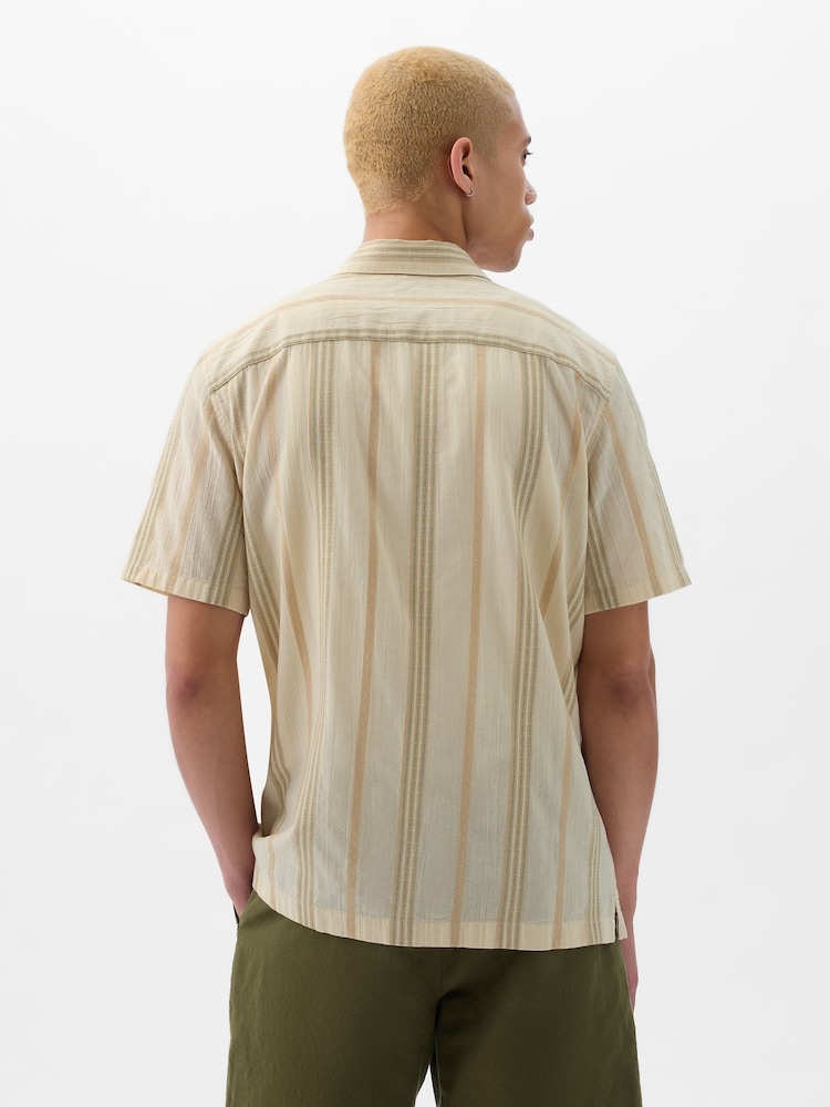 Gap Beige Linen-Cotton Resort Short Sleeve Shirt - Image 2 of 4 Gap Beige Linen-Cotton Resort Short Sleeve Shirt - Image 2 of 4