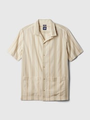 Gap Beige Linen-Cotton Resort Short Sleeve Shirt - Image 3 of 4