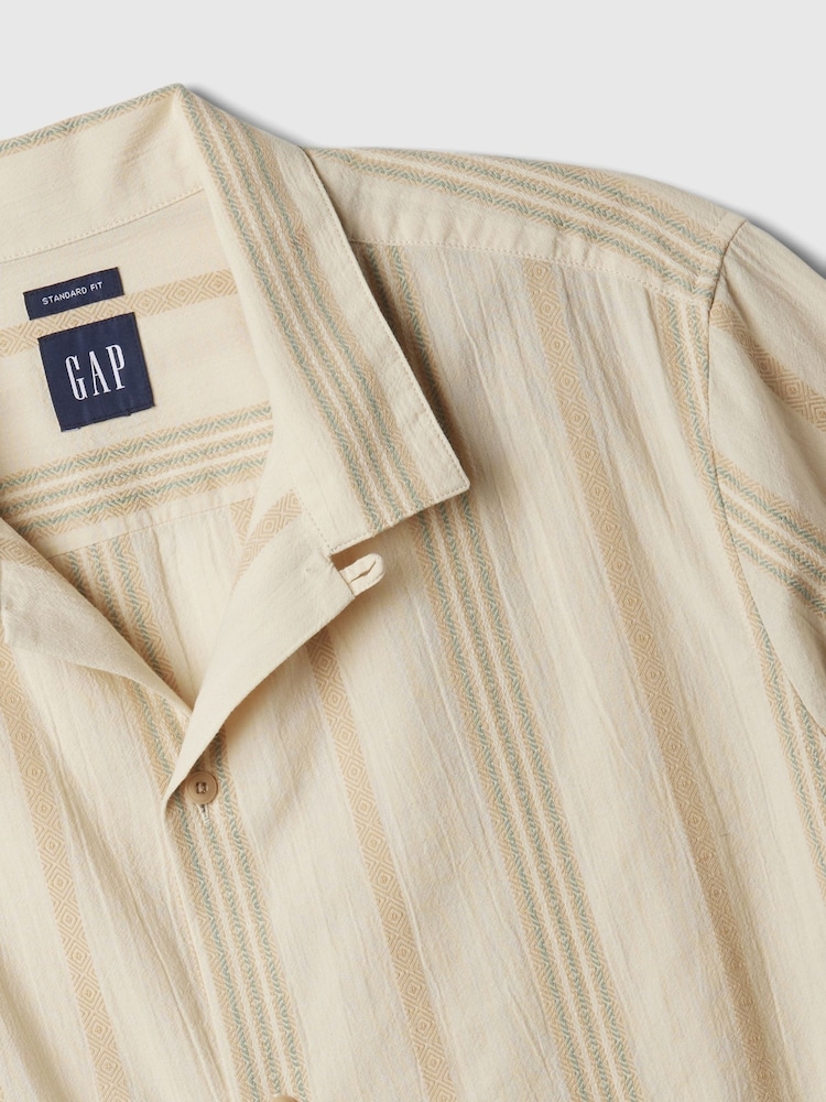 Gap Beige Linen-Cotton Resort Short Sleeve Shirt - Image 4 of 4