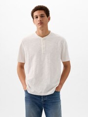 Gap White Slub Short Sleeve Henley T-Shirt - Image 1 of 1