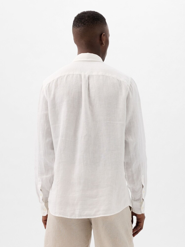 Gap White 100% Linen Long Sleeve Shirt - Image 2 of 5
