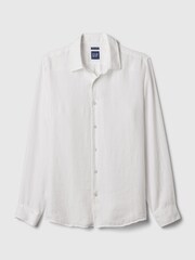 Gap White 100% Linen Long Sleeve Shirt - Image 4 of 5