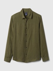 Gap Green 100% Linen Long Sleeve Shirt - Image 4 of 5