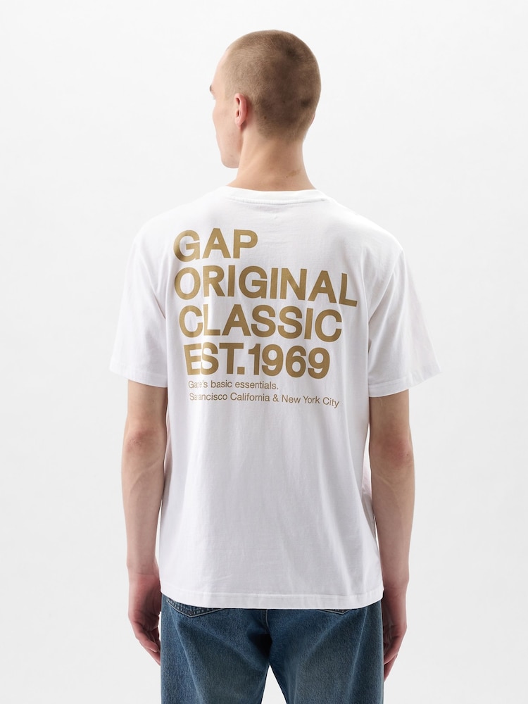 Gap White Logo Graphic Short Sleeve Crew Neck T-Shirt - Image 1 of 5 Gap White Logo Graphic Short Sleeve Crew Neck T-Shirt - Image 1 of 5
