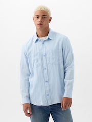 Gap Blue Linen Blend Long Sleeve Shirt - Image 1 of 4