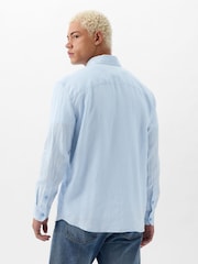 Gap Blue Linen Blend Long Sleeve Shirt - Image 2 of 4