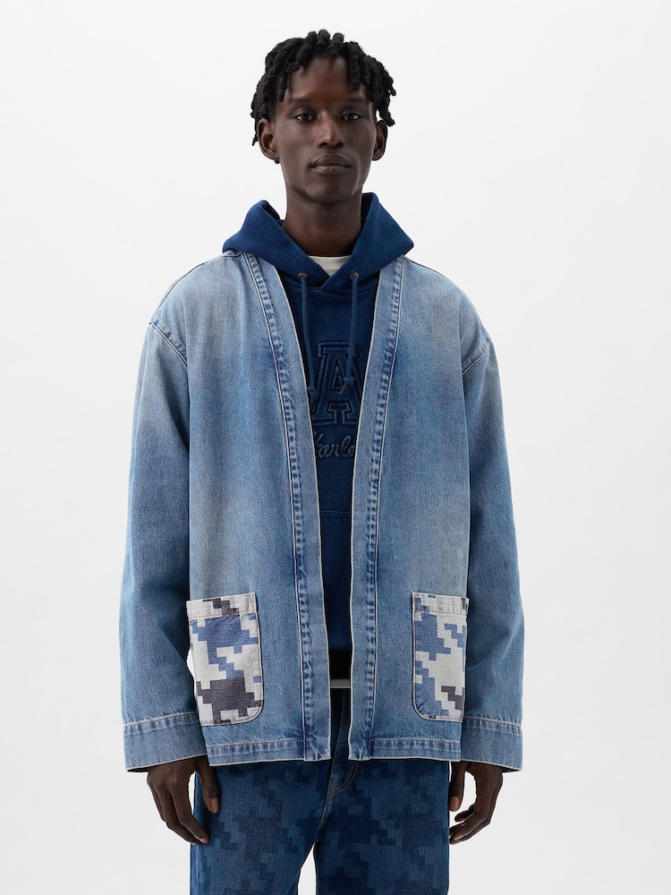 Gap Blue Dapper Dan Organic Denim Wrap Jacket - Image 1 of 5 Gap Blue Dapper Dan Organic Denim Wrap Jacket - Image 1 of 5