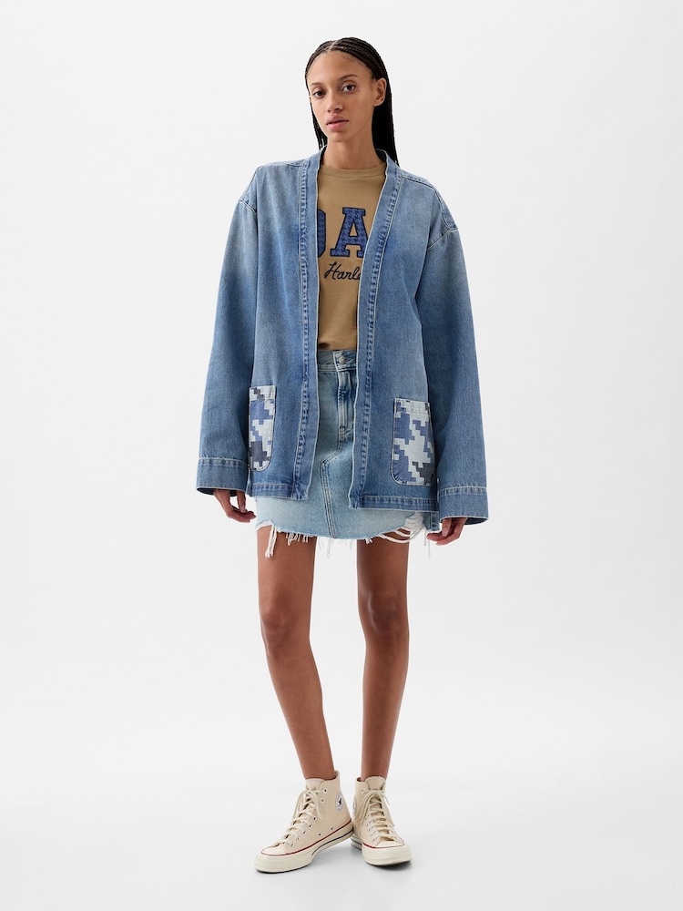 Gap Blue Dapper Dan Organic Denim Wrap Jacket - Image 5 of 5