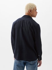 Gap Dark Blue Linen Blend Long Sleeve Shirt - Image 2 of 4