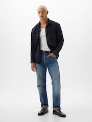 Gap Dark Blue Linen Blend Long Sleeve Shirt - Image 3 of 4