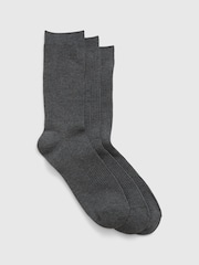 Gap Grey Adults 3 Pack Crew Socks - Image 1 of 1