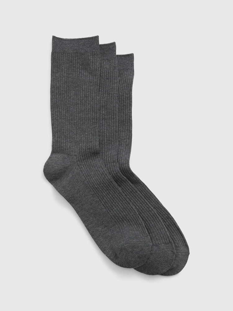 Gap Grey Adults 3 Pack Crew Socks - Image 1 of 1