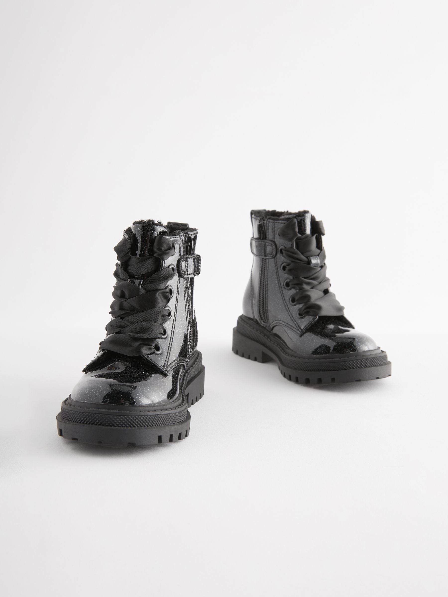 Black patent lace up ankle boots shop
