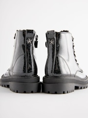 Black Patent Standard Fit (F) Chunky Lace-Up Ankle Boots - Image 4 of 7