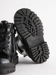 Black Patent Standard Fit (F) Chunky Lace-Up Ankle Boots - Image 6 of 7