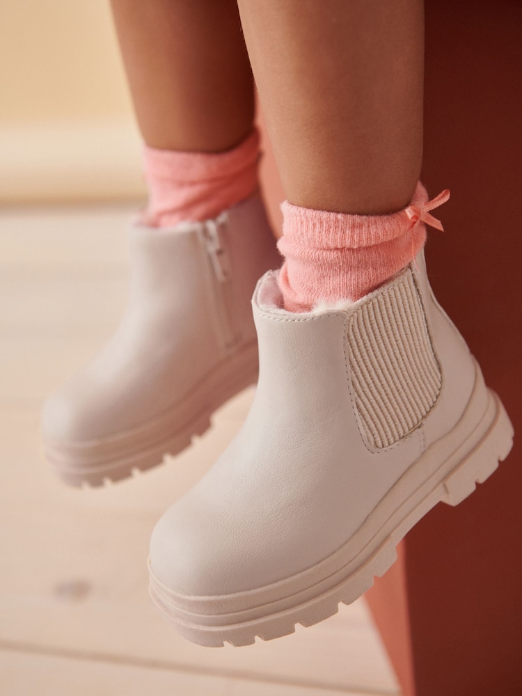 Neutral White Chelsea Chunky Ankle Boots - Image 2 of 4