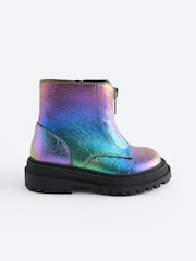 Multi Metallic Standard Fit (F) Zip Front Chunky Boots - Image 2 of 5