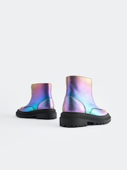 Multi Metallic Standard Fit (F) Zip Front Chunky Boots - Image 3 of 5
