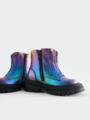 Multi Metallic Standard Fit (F) Zip Front Chunky Boots - Image 5 of 5