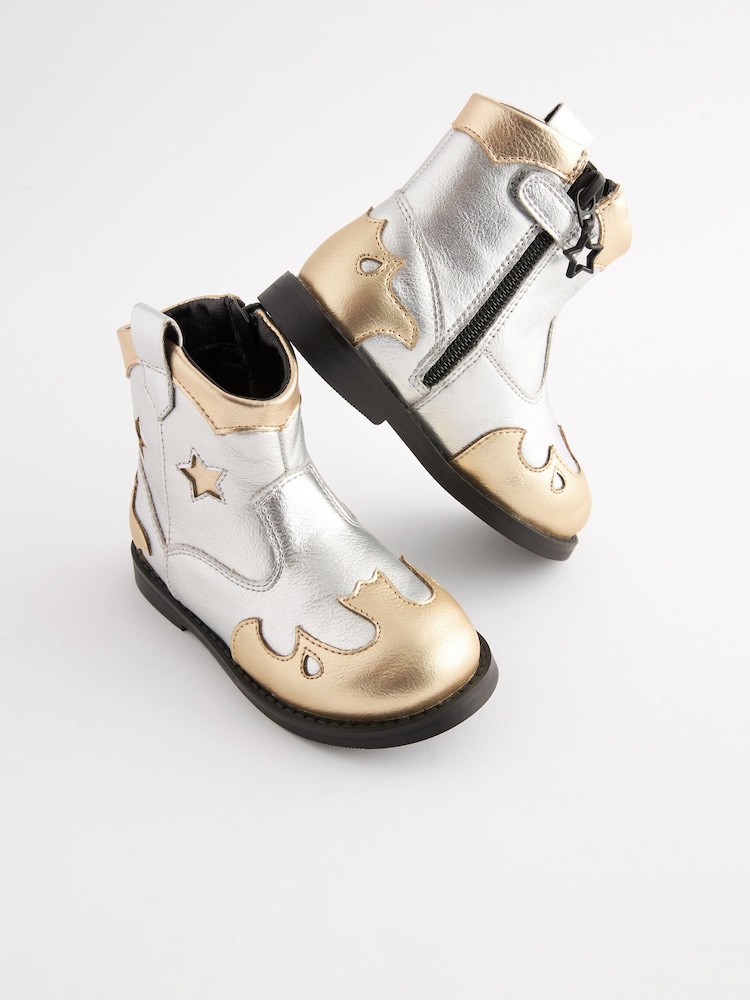 Silver Metallic Western Boots - Image 1 of 6