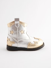 Silver Metallic Western Boots - Image 2 of 6