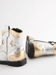Silver Metallic Western Boots - Image 3 of 6