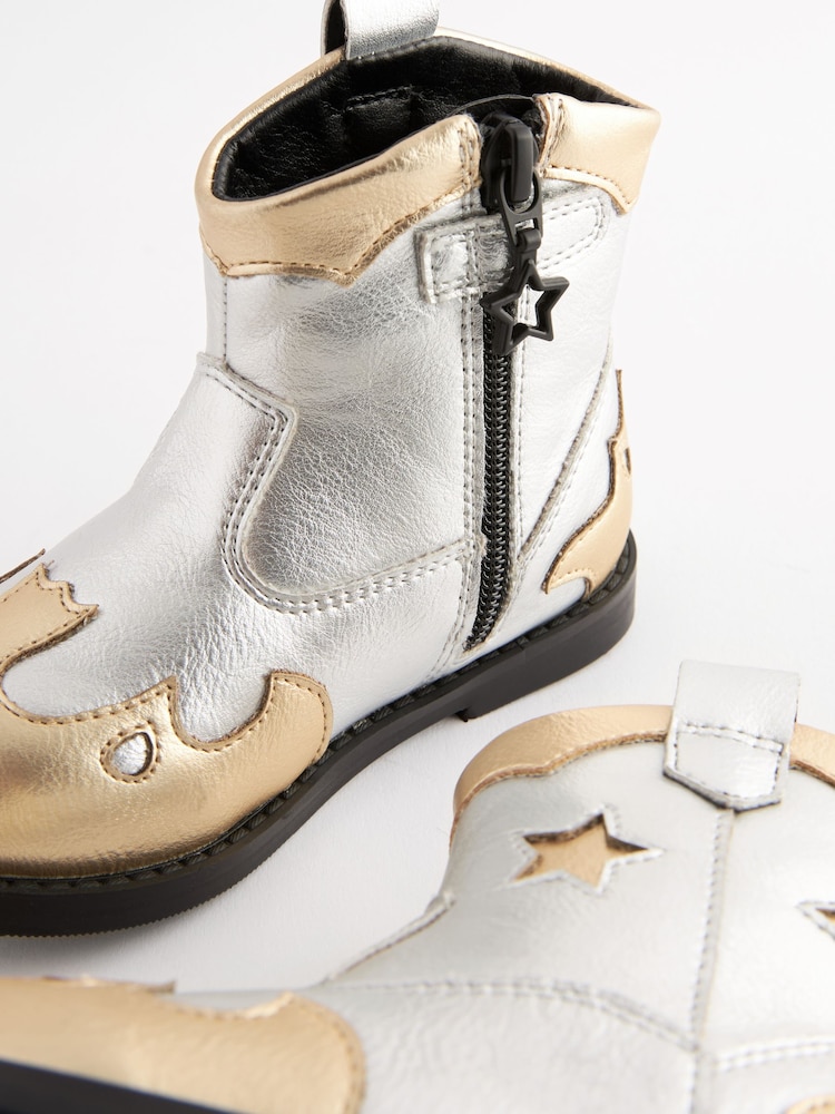 Silver Metallic Western Boots - Image 6 of 6